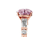 Rose gold Fancy Pink Round  Cut Diamond Ring with Baguette Side Stones, Channel Set Band, and Four-Prong Setting_41