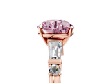 Rose gold Fancy Pink Round  Cut Diamond Ring with Baguette Side Stones, Channel Set Band, and Four-Prong Setting_5