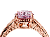 Rose gold Fancy Pink Round Cut Diamond Ring with Milgrain Pavé Band and Four-Prong Setting_24