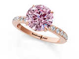 Rose gold Fancy Pink Round  Cut Diamond Ring with Pavé Band and Four-Prong Setting_1
