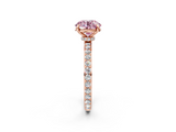Rose gold Fancy Pink Round  Cut Diamond Ring with Pavé Band and Four-Prong Setting_2
