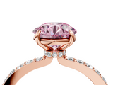 Rose gold Fancy Pink Round  Cut Diamond Ring with Pavé Band and Four-Prong Setting_4
