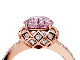 Rose gold Fancy Pink Round Cut Diamond Scalloped Halo Engagement Ring with Round Shared Prong Band_16