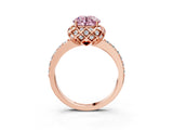 Rose gold Fancy Pink Round Cut Diamond Scalloped Halo Engagement Ring with Round Shared Prong Band_27