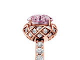Rose gold Fancy Pink Round Cut Diamond Scalloped Halo Engagement Ring with Round Shared Prong Band_29