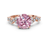 Rose gold Fancy Pink Round Cut Diamond Scattered Round Accent Ring with Prong Setting_12
