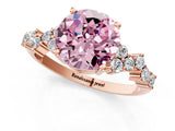 Rose gold Fancy Pink Round Cut Diamond Scattered Round Accent Ring with Prong Setting_13