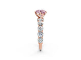 Rose gold Fancy Pink Round Cut Diamond Side Stone Engagement Ring with Four-Prong Setting_38