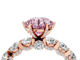 Rose gold Fancy Pink Round Cut Diamond Side Stone Engagement Ring with Four-Prong Setting_40