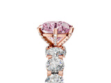 Rose gold Fancy Pink Round Cut Diamond Side Stone Engagement Ring with Four-Prong Setting_41