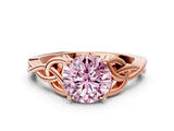 Rose gold Fancy Pink Round Cut Diamond Solitaire Celtic Knot Ring with Four-Prong Setting_17
