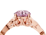 Rose gold Fancy Pink Round Cut Diamond Solitaire Celtic Knot Ring with Four-Prong Setting_21