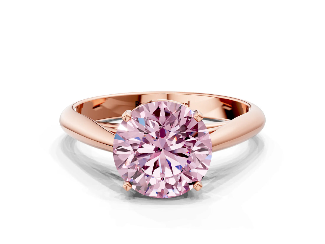 Rose gold Fancy Pink Round Cut Diamond Solitaire Engagement Ring with Cathedral Setting and Four-Prong Mount_17