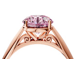 Rose gold Fancy Pink Round Cut Diamond Solitaire Engagement Ring with Cathedral Setting and Four-Prong Mount_21