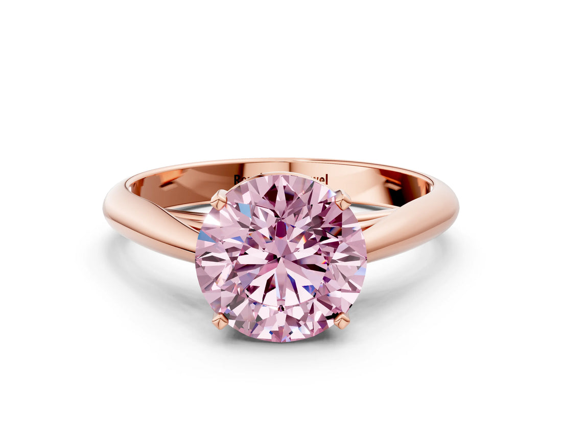 Rose gold Fancy Pink Round Cut Diamond Solitaire Engagement Ring with Cathedral Setting and Four-Prong Mount_36