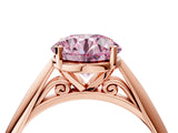 Rose gold Fancy Pink Round Cut Diamond Solitaire Engagement Ring with Cathedral Setting and Four-Prong Mount_40