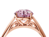 Rose gold Fancy Pink Round Cut Diamond Solitaire Engagement Ring with Cathedral Setting and Four-Prong Mount_88