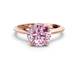 Rose gold Fancy Pink Round Cut Diamond Solitaire Engagement Ring with Classic Band and Four-Prong Setting_17