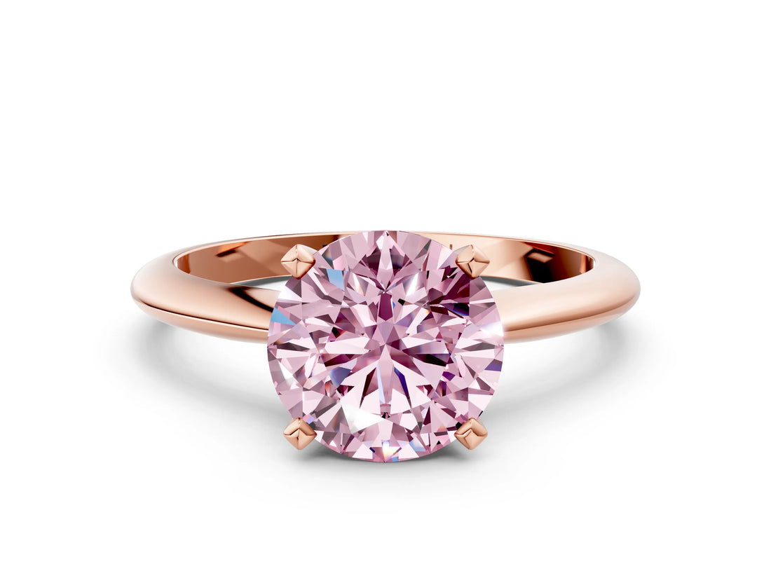 Rose gold Fancy Pink Round Cut Diamond Solitaire Engagement Ring with Classic Band and Four-Prong Setting_22