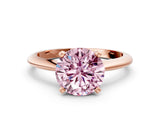 Rose gold Fancy Pink Round Cut Diamond Solitaire Engagement Ring with Classic Band and Four-Prong Setting_22