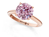 Rose gold Fancy Pink Round Cut Diamond Solitaire Engagement Ring with Classic Band and Four-Prong Setting_23