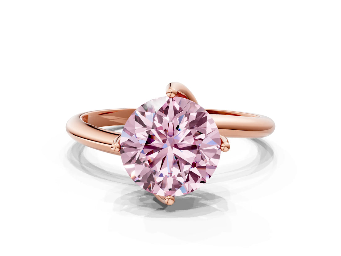 Rose gold Fancy Pink Round Cut Diamond Solitaire Engagement Ring with Four-Prong Setting and Classic Band_20