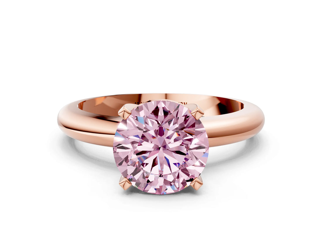 Rose gold Fancy Pink Round Cut Diamond Solitaire Engagement Ring with Round Band and Four-Prong Setting_149