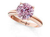 Rose gold Fancy Pink Round Cut Diamond Solitaire Engagement Ring with Round Band and Four-Prong Setting_150