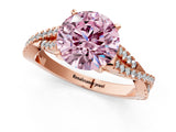 Rose gold Fancy Pink Round Cut Diamond Solitaire Engagement Ring with Twisted Pavé Band and Four-Prong Setting_49