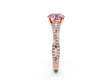 Rose gold Fancy Pink Round Cut Diamond Solitaire Engagement Ring with Twisted Pavé Band and Four-Prong Setting_50