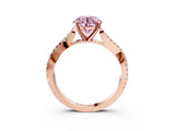 Rose gold Fancy Pink Round Cut Diamond Solitaire Engagement Ring with Twisted Pavé Band and Four-Prong Setting_51
