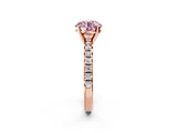 Rose gold Fancy Pink Round Cut Diamond Solitaire Pavé Engagement Ring with Round Band and Prong Setting_14