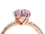 Rose gold Fancy Pink Round Cut Diamond Solitaire Pavé Engagement Ring with Round Band and Prong Setting_16