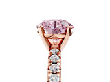 Rose gold Fancy Pink Round Cut Diamond Solitaire Pavé Engagement Ring with Round Band and Prong Setting_17