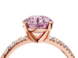 Rose gold Fancy Pink Round Cut Diamond Solitaire Pavé Engagement Ring with Round Band and Prong Setting_52