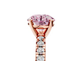 Rose gold Fancy Pink Round Cut Diamond Solitaire Pavé Engagement Ring with Round Band and Prong Setting_53