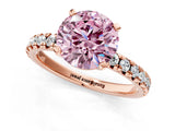 Rose gold Fancy Pink Round Cut Diamond Solitaire Pavé Engagement Ring with Round Band and Prong Setting_67