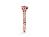 Rose gold Fancy Pink Round Cut Diamond Solitaire Pavé Engagement Ring with Round Band and Prong Setting_68