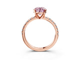 Rose gold Fancy Pink Round Cut Diamond Solitaire Pavé Engagement Ring with Round Band and Prong Setting_69