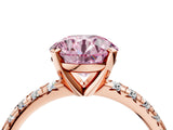 Rose gold Fancy Pink Round Cut Diamond Solitaire Pavé Engagement Ring with Round Band and Prong Setting_70