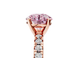 Rose gold Fancy Pink Round Cut Diamond Solitaire Pavé Engagement Ring with Round Band and Prong Setting_71