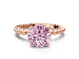 Rose gold Fancy Pink Round Cut Diamond Solitaire Ring with Beaded Band and Prong Setting_23
