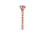 Rose gold Fancy Pink Round Cut Diamond Solitaire Ring with Beaded Band and Prong Setting_25