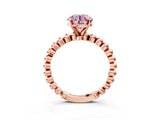 Rose gold Fancy Pink Round Cut Diamond Solitaire Ring with Beaded Band and Prong Setting_26