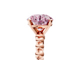 Rose gold Fancy Pink Round Cut Diamond Solitaire Ring with Beaded Band and Prong Setting_28