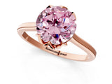 Rose gold Fancy Pink Round Cut Diamond Solitaire Ring with Flower Prong Setting and Classic Band_34