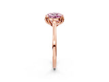 Rose gold Fancy Pink Round Cut Diamond Solitaire Ring with Flower Prong Setting and Classic Band_35