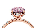 Rose gold Fancy Pink Round Cut Diamond Solitaire Ring with Four-Prong Setting and Pavé Band_7
