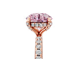 Rose gold Fancy Pink Round Cut Diamond Solitaire Ring with Four-Prong Setting and Pavé Band_8