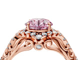 Rose gold Fancy Pink Round Cut Diamond Solitaire Ring with Hidden Halo and Pavé Band_31